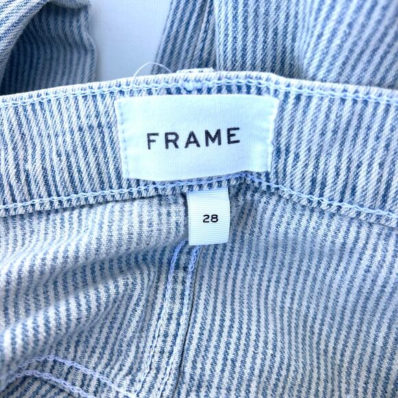FRAME Le Baggy Palazzo Bleached Stripe Jeans Baggy Wide Leg 28 Blue Pants - Picture 3 of 8